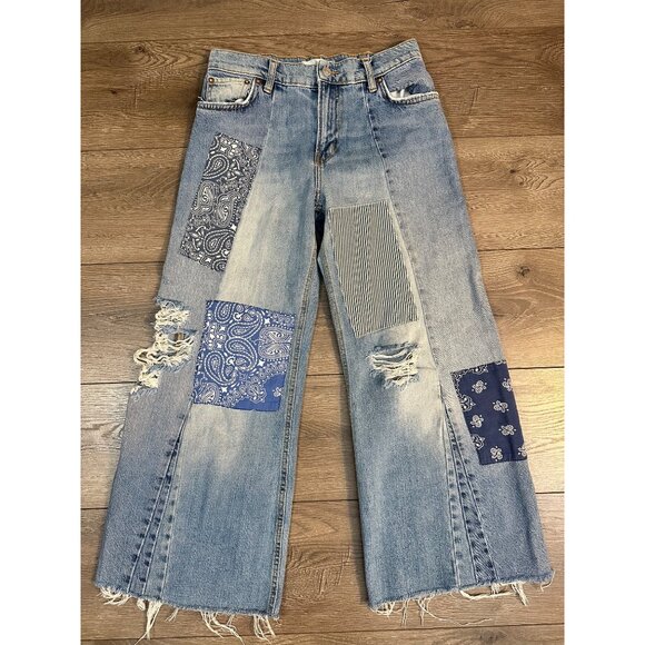 WE THE FREE heart of gold patchwork wide leg jean 26 - Picture 4 of 11
